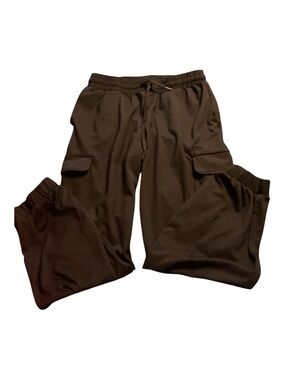Yogalicious Men's Brown Cargo Sweatpants with Drawstring